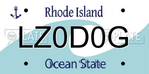 LZ0D0G Rhode Island License Plate