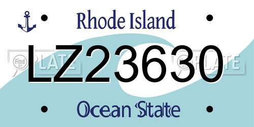 LZ23630 Rhode Island License Plate