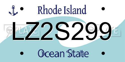 LZ2S299 Rhode Island License Plate