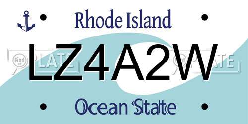 LZ4A2W Rhode Island License Plate