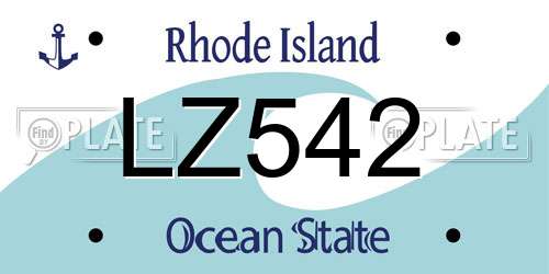 LZ542 Rhode Island License Plate