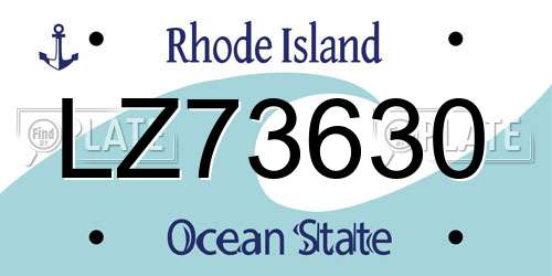 LZ73630 Rhode Island License Plate