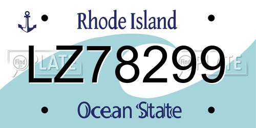 LZ78299 Rhode Island License Plate