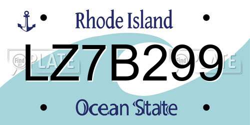 LZ7B299 Rhode Island License Plate