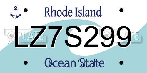 LZ7S299 Rhode Island License Plate