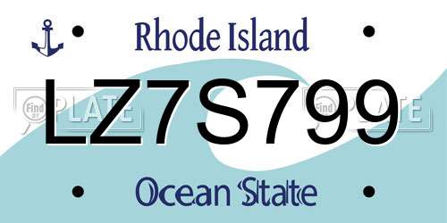 LZ7S799 Rhode Island License Plate