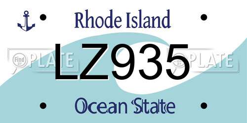 LZ935 Rhode Island License Plate