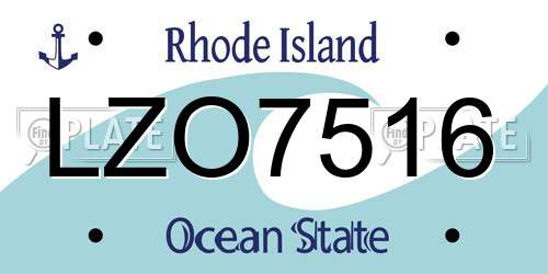 LZO7516 Rhode Island License Plate