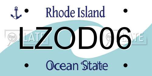 LZOD06 Rhode Island License Plate