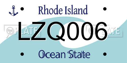 LZQ006 Rhode Island License Plate