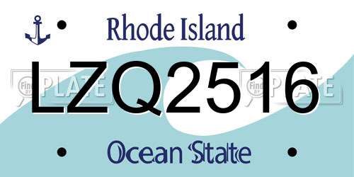 LZQ2516 Rhode Island License Plate