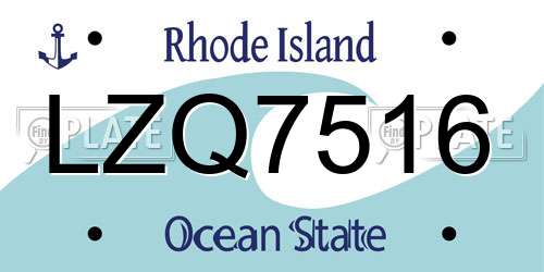 LZQ7516 Rhode Island License Plate
