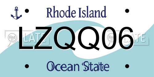 LZQQ06 Rhode Island License Plate