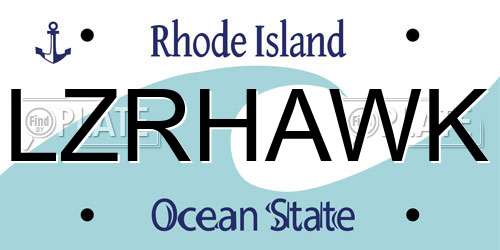 LZRHAWK Rhode Island License Plate