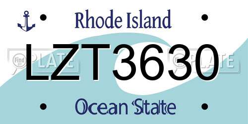 LZT3630 Rhode Island License Plate