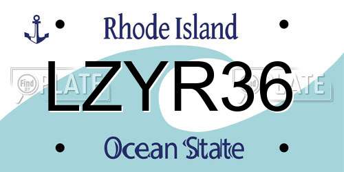 LZYR36 Rhode Island License Plate