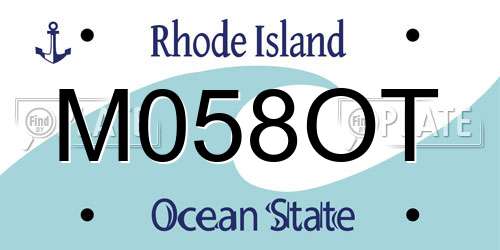 M058OT Rhode Island License Plate