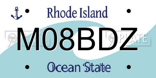 M08BDZ Rhode Island License Plate