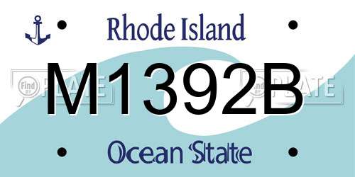 M1392B Rhode Island License Plate