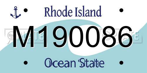 M190086 Rhode Island License Plate