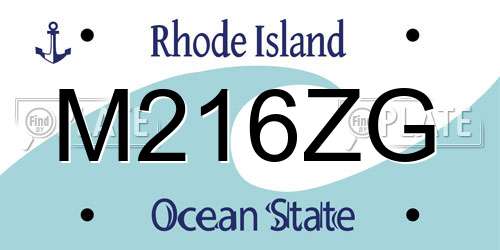 M216ZG Rhode Island License Plate