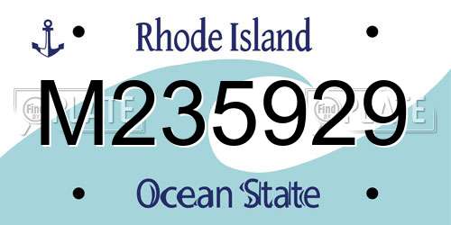 M235929 Rhode Island License Plate