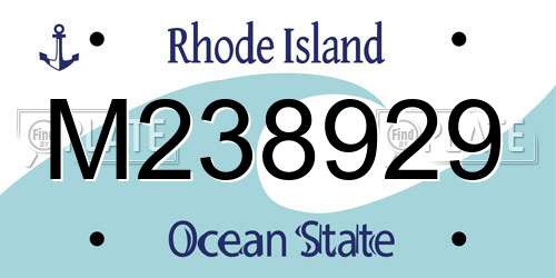 M238929 Rhode Island License Plate