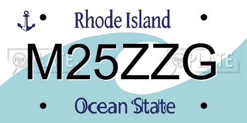 M25ZZG Rhode Island License Plate