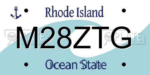 M28ZTG Rhode Island License Plate