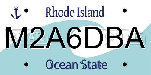 M2A6DBA Rhode Island License Plate