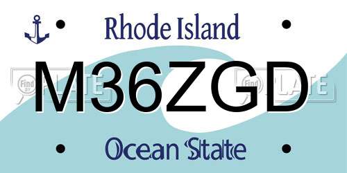 M36ZGD Rhode Island License Plate