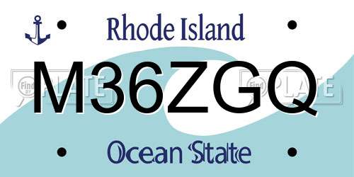 M36ZGQ Rhode Island License Plate