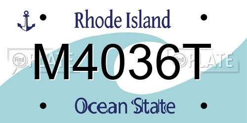 M4036T Rhode Island License Plate