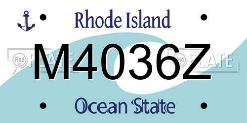M4036Z Rhode Island License Plate