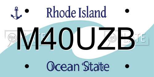 M40UZB Rhode Island License Plate