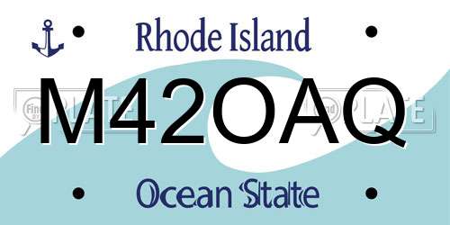 M42OAQ Rhode Island License Plate