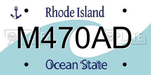 M470AD Rhode Island License Plate