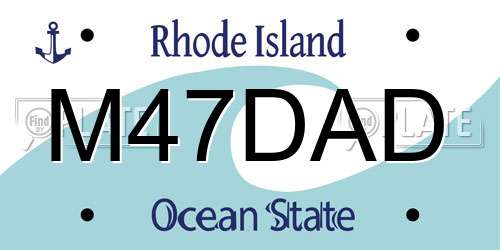 M47DAD Rhode Island License Plate