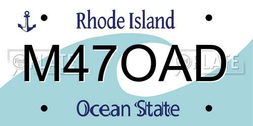 M47OAD Rhode Island License Plate