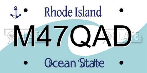 M47QAD Rhode Island License Plate