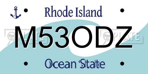 M53ODZ Rhode Island License Plate