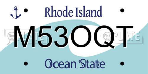 M53OQT Rhode Island License Plate