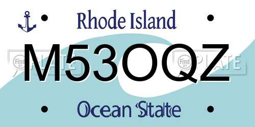 M53OQZ Rhode Island License Plate