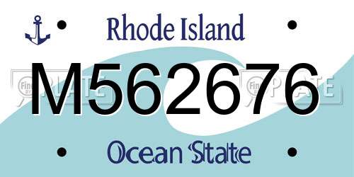 M562676 Rhode Island License Plate