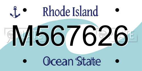 M567626 Rhode Island License Plate