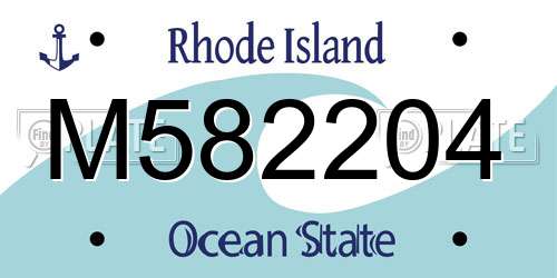 M582204 Rhode Island License Plate