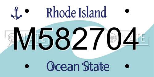 M582704 Rhode Island License Plate