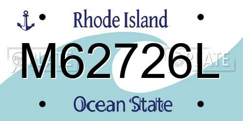 M62726L Rhode Island License Plate