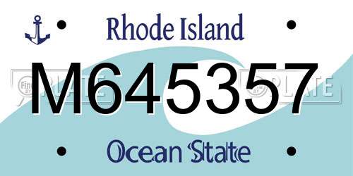 M645357 Rhode Island License Plate