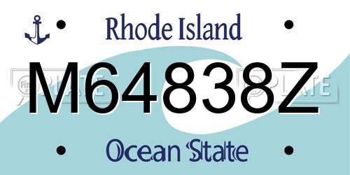 M64838Z Rhode Island License Plate
